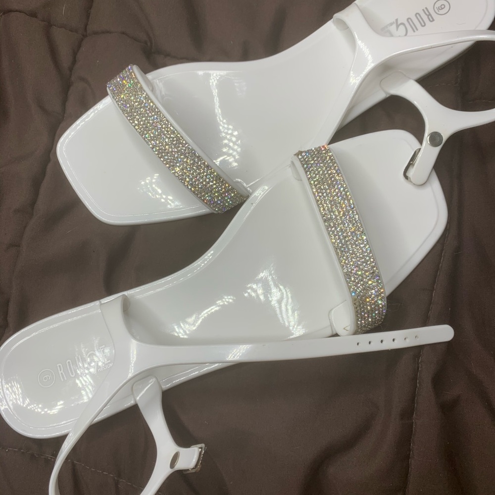 White rhinestone sandals